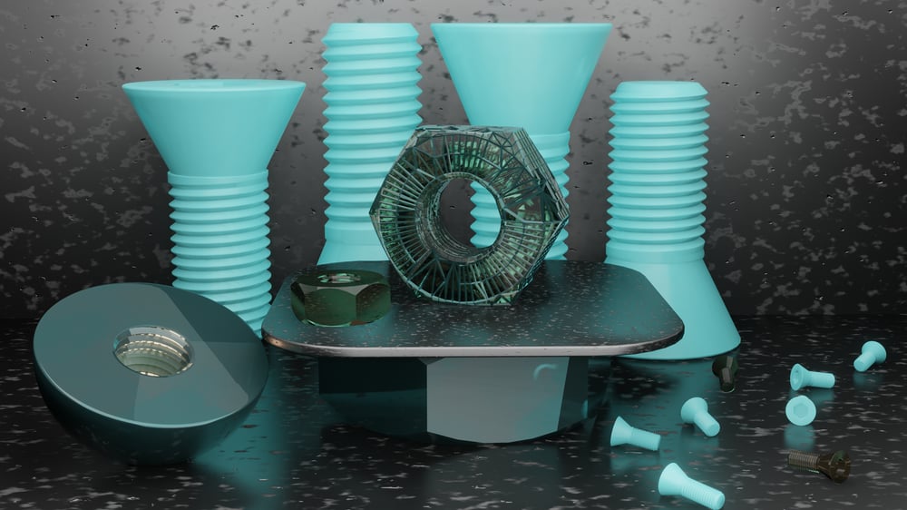 3D Schrauben und Muttern