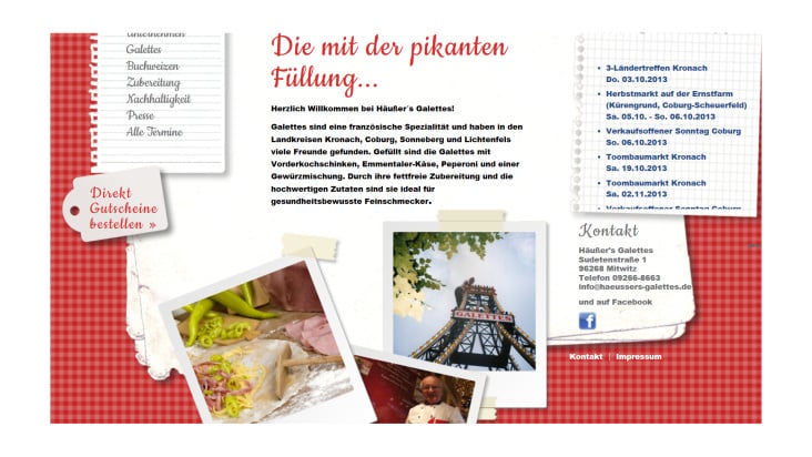Internetseite Häußers Galettes