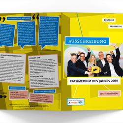 Ausschreibung Award »Fachmedium des Jahres 2019« für Deutsche Fachpresse, Titel und Rückseite