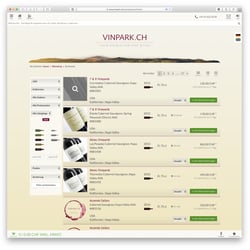 Listenansicht des Webshops