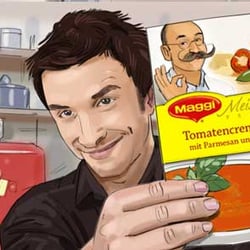 Mann, Tütensuppe, Halbtotale, Kochen