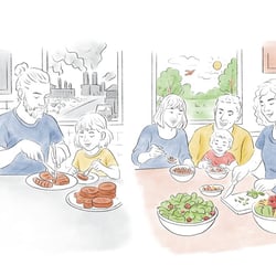 Illustration aus der Infografik „Nachhaltige Ernährungsketten“