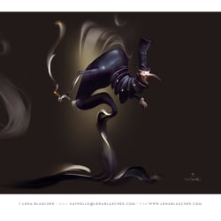 Character-Illustration „Grauer Herr“, basierend auf Michael Endes „Momo“