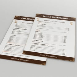 Speisekarte für Café