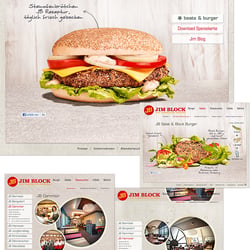 Neuentwicklung der Webseite für die Burger-Restaurantkette Jim Block 2013 in Zusammenarbeit mit fbi Hamburg
