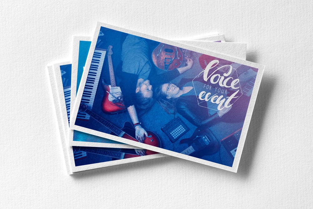 Visitenkarten, Voice for your event, Corporate Identity Entwicklung 2018 (Fotos: Lichtbildbude Wermelskirchen)