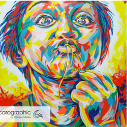 Porträt Pop Art Malerei von Carolyn Mielke carographic Kunst bunte Gesichter