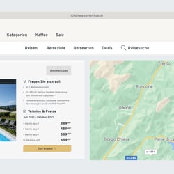 Tchibo Reisen: Angebotskarte und Kartenmodul – frühere Pattern Library 2020–2024.