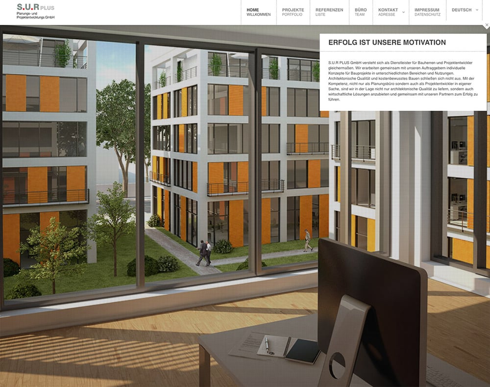 Startseite mit Fullscreen-Projektslider