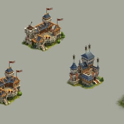 mediaeval iso buildings – modeling & texturing