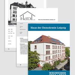 Haus der Demokratie Leipzig: Gestaltung des Wegweisers und der Chronik