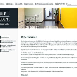 Joomla!  CMS-Website der Anwaltskanzlei Hille Beden in Köln