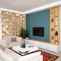 Interior design – a house with blue-green walls