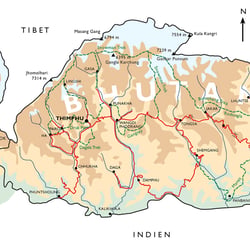 Bhutan- und Sikkim-Karte (mit Illustrator)