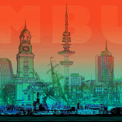 Panorama Collage Hamburg -Variante Rot