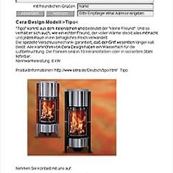 Seite für die Empfehlung eines Produktes per Email