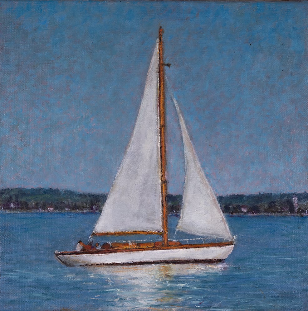 Segelboot, Öl auf Leinwand