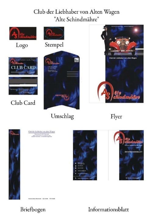 Corporate Design des Clubs der Liebhaber von Alten Wagen „Alte Schindmähre“.