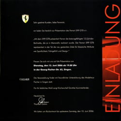 Innenseite Einladung Ferrari