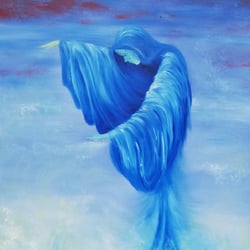 Blauer Engel, Öl auf Leinwand