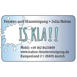 Is Kla!! Glasklar Visitenkarte