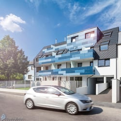 Repräsentative Außenaufnahme nach Fertigstellung