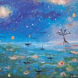 Seerosenvögel und Regenschirme