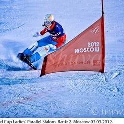 Abstieg auf einem Snowboard. Weltmeisterschaft.