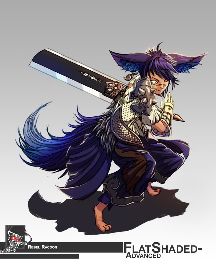 Cat Warrior Flat Shaded Advanced