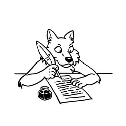 Illustration eines Klassenmaskottchens Wolf