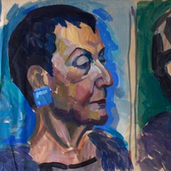 Greta mal zwei, ca. 2016, Acryl auf Packpapier, 59,5cm x 36cm