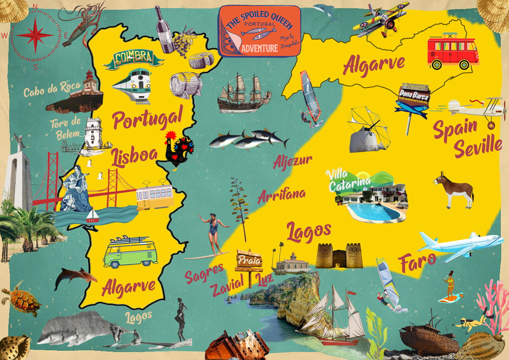 Collage & map for The Spoiled Queen Magazine