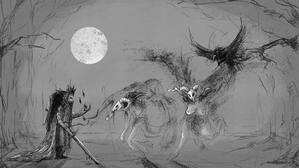 Macbeth meeting the 3 Sisters