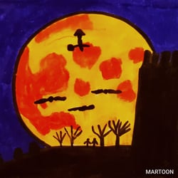 Inktober-21 Tag 18  – Thema:Moon.Die Tage werden Kürzer, es wird früher dunkel und der Mond scheint.