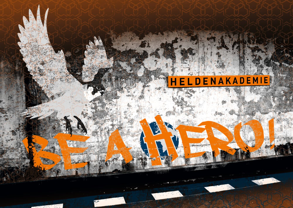 Postkarte, Vorderseite – Heldenakademie