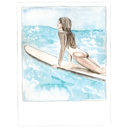 Surferin im Meer Polaroid