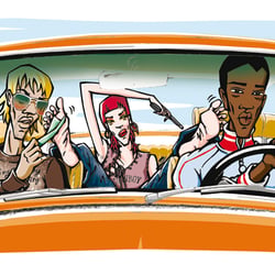 in the car