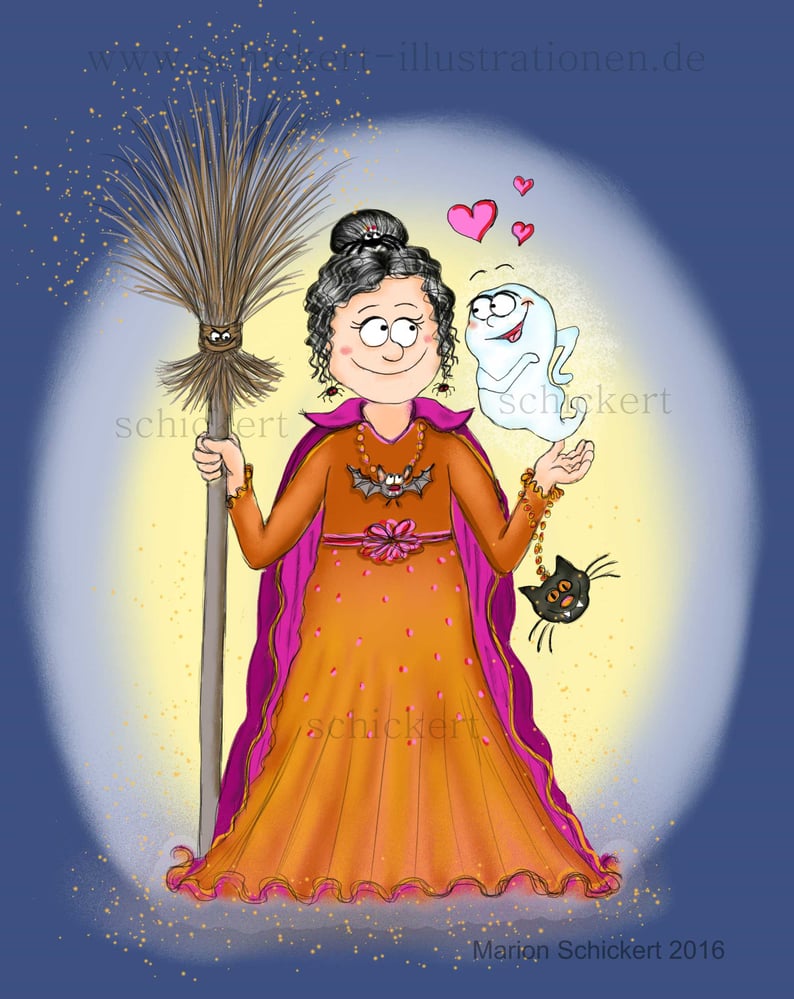 Kinderbuchillustration Hexe und Gespenst #Geist #Märchen