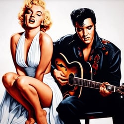 Elvis and Marilyn seen by Tony Beech and ai