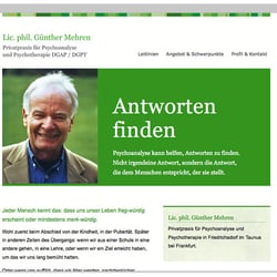 Psychotherapeut – Logogestaltung, Screendesign, techn. Umsetzung (XHTML, CSS), Geschäftsausstattung (Visitenkarte, Briefbogen)