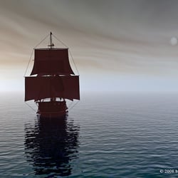 Schiff mit Cinema gemodelt und in Bryce eingebunden