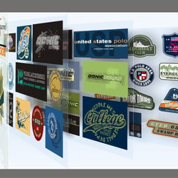 Entwicklung von Labels, Logos, Stickmotiven und plazierten Drucken