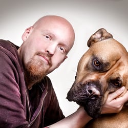 the guy loves his dog.