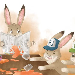 Kinderbuchillustration Hasenfamilie