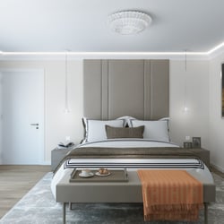 Komfort-Boxspringbett mit Design-Lederkopfteil