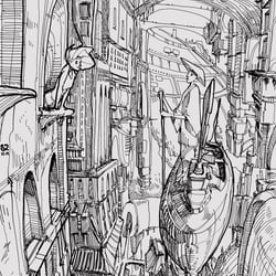 Random City Scene (free hand drawing)