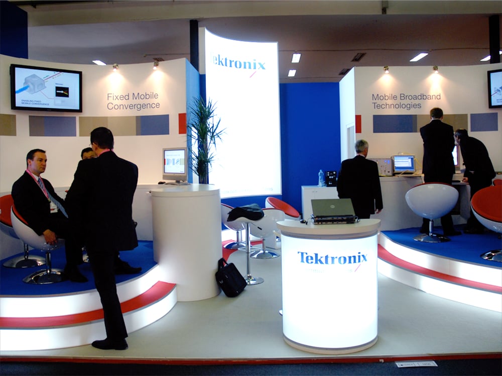 Messestandgestaltung für Tektronix auf der Mobilfunkmesse in Bacelona