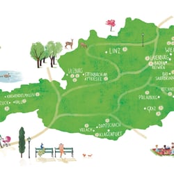 Illustration Badeplätze in Österreich