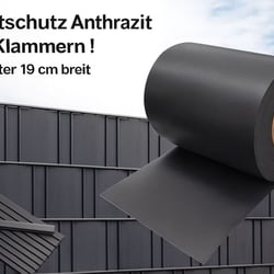 PVC Sichtschutzstreifen Doppelstabmattenzaun 35 m / 65 m – 19 cm anthrazit
