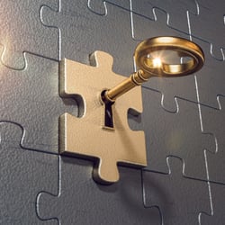 3D-Illustration „Puzzle-Schlüssel“